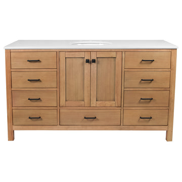 Horizon 60" Single Bathroom Vanity Top, Blonde, Engineered White