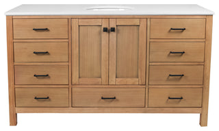 Horizon 60" Single Bathroom Vanity Top, Blonde, Engineered White