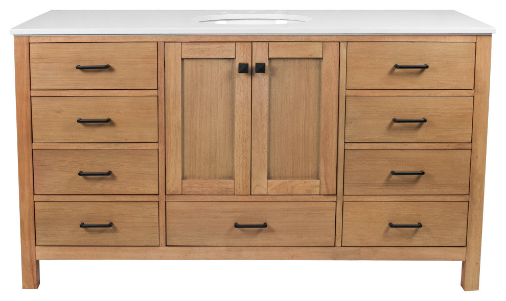 Horizon 60" Single Bathroom Vanity Top, Blonde, Engineered White