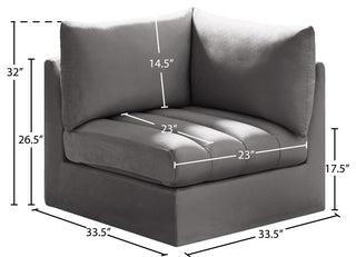 Jacob Velvet Upholstered Modular Corner Chair, Grey