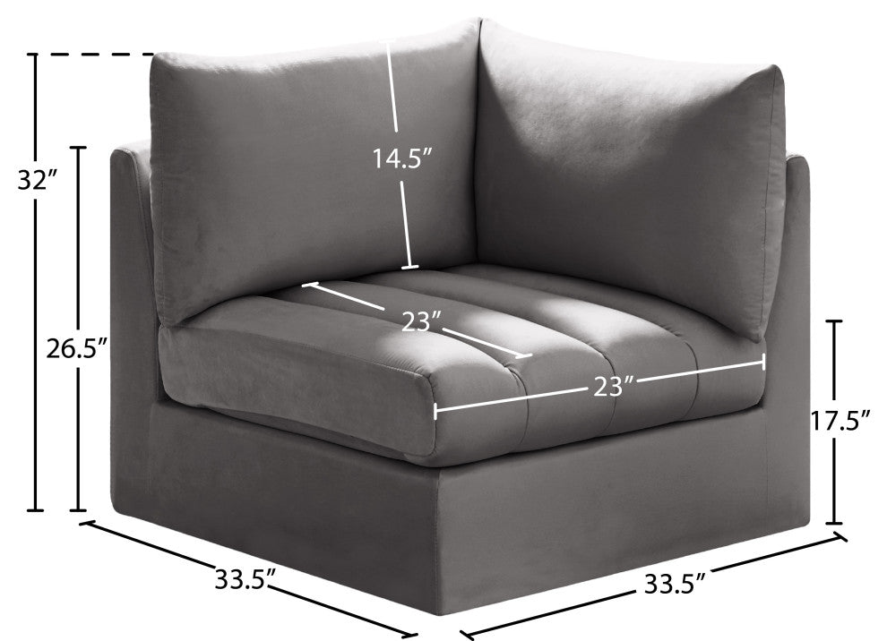 Jacob Velvet Upholstered Modular Corner Chair, Grey