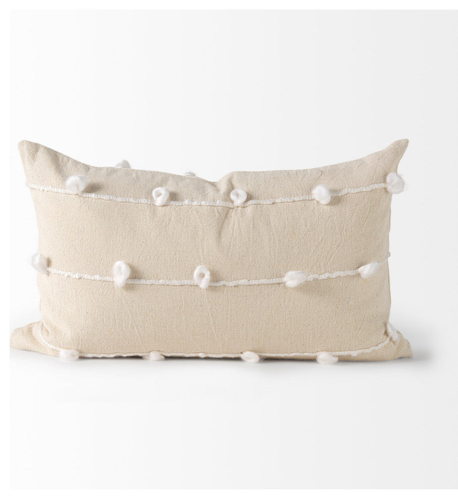 Erica 13x21 Cream With White Detail Decorative Pillow Cover