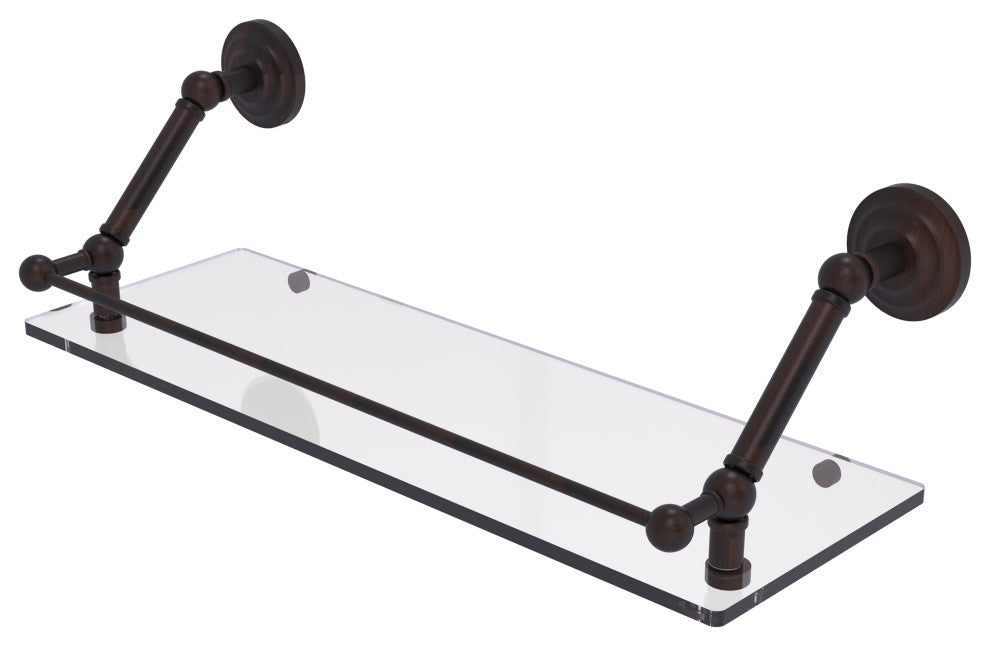 Prestige Que New 24" Floating Glass Shelf with Gallery Rail, Venetian Bronze