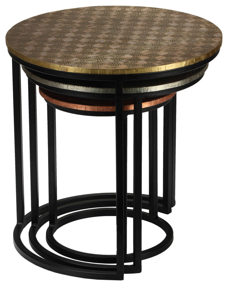 Bare Decor Georgia Metal Nesting End Tables, 3-Piece Set