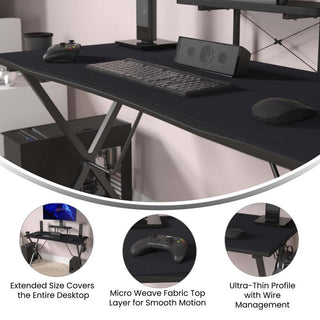 Mallot Black Mega Size Extended Gaming Mouse Pad 45.75"W x 23.75"D x .125"H