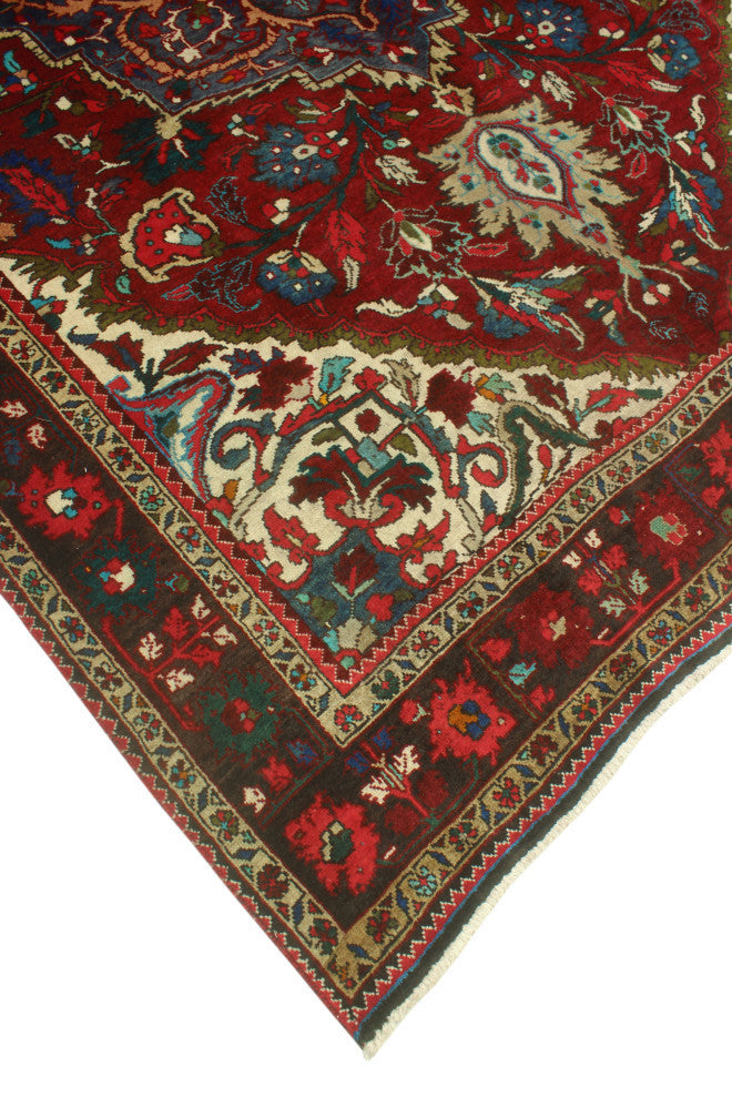 Fine Vintage Distressed Haig Burgundy/Blue Rug, 7'2x10'9