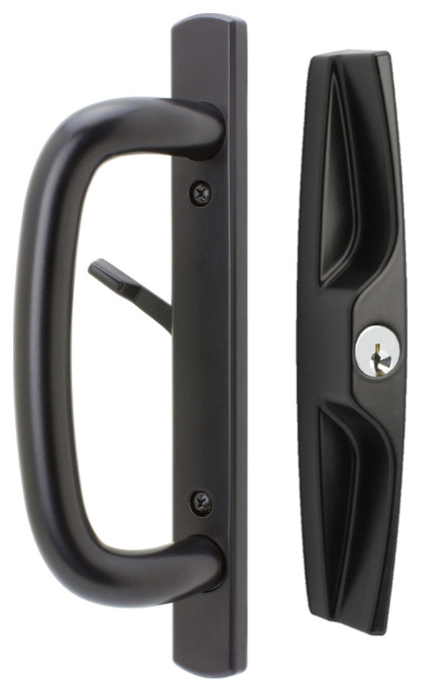 Veranda Sliding Door Handles, Keyed, 1-3/4" Thick Door, Black