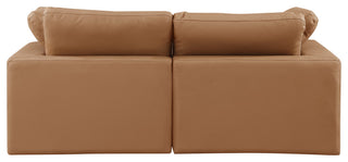 Comfy Upholstered Modular Sofa, Cognac, 2-Piece: 2 Corner Chair, Vegan Leather