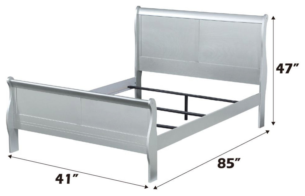 ACME Louis Philippe Twin Bed, Platinum
