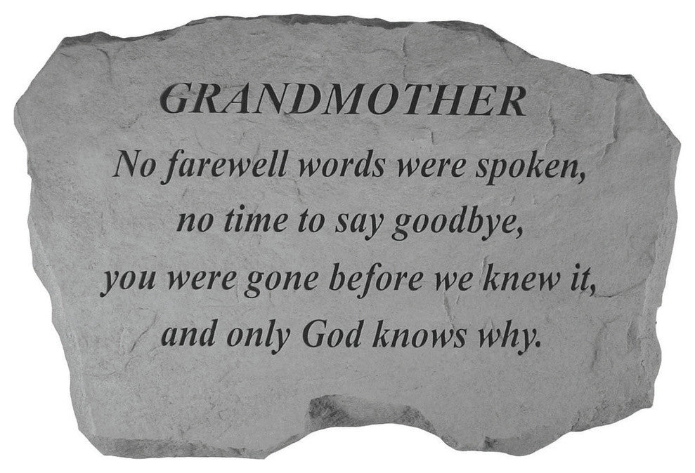 Garden Accent Family Stone, "Grandmother, No Farewell Words"