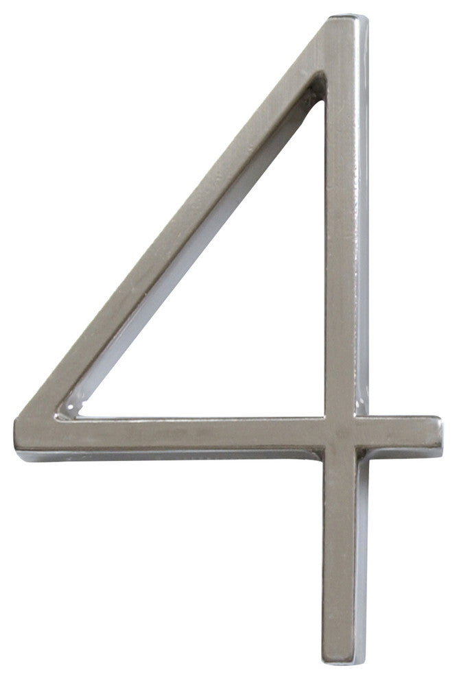 Floating House Number, Brushed Nickel, Number 4