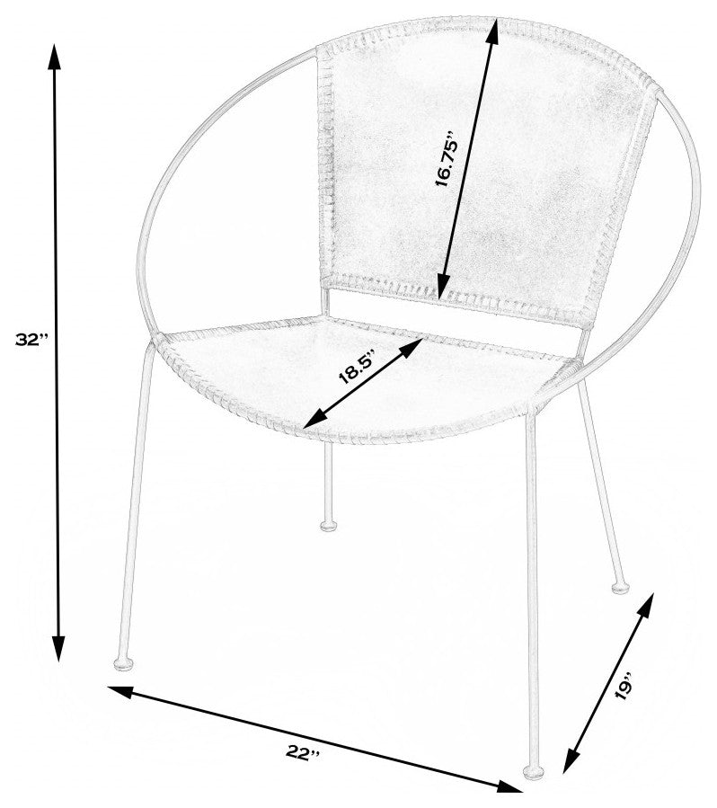 Modern Ring Shape White Leather Accent Chair