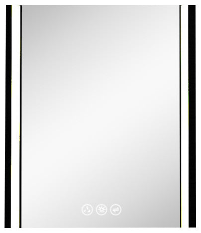 LED Antifog Bathroom Mirror, Dimmer, Adjustable Color, Matte Black, 24x32