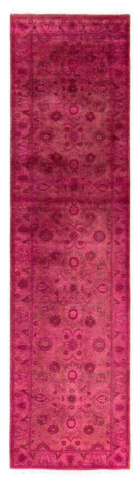 Overdyed One-of-a-Kind Hand-Knotted Area Rug Pink, 2' 6" x 10' 1"