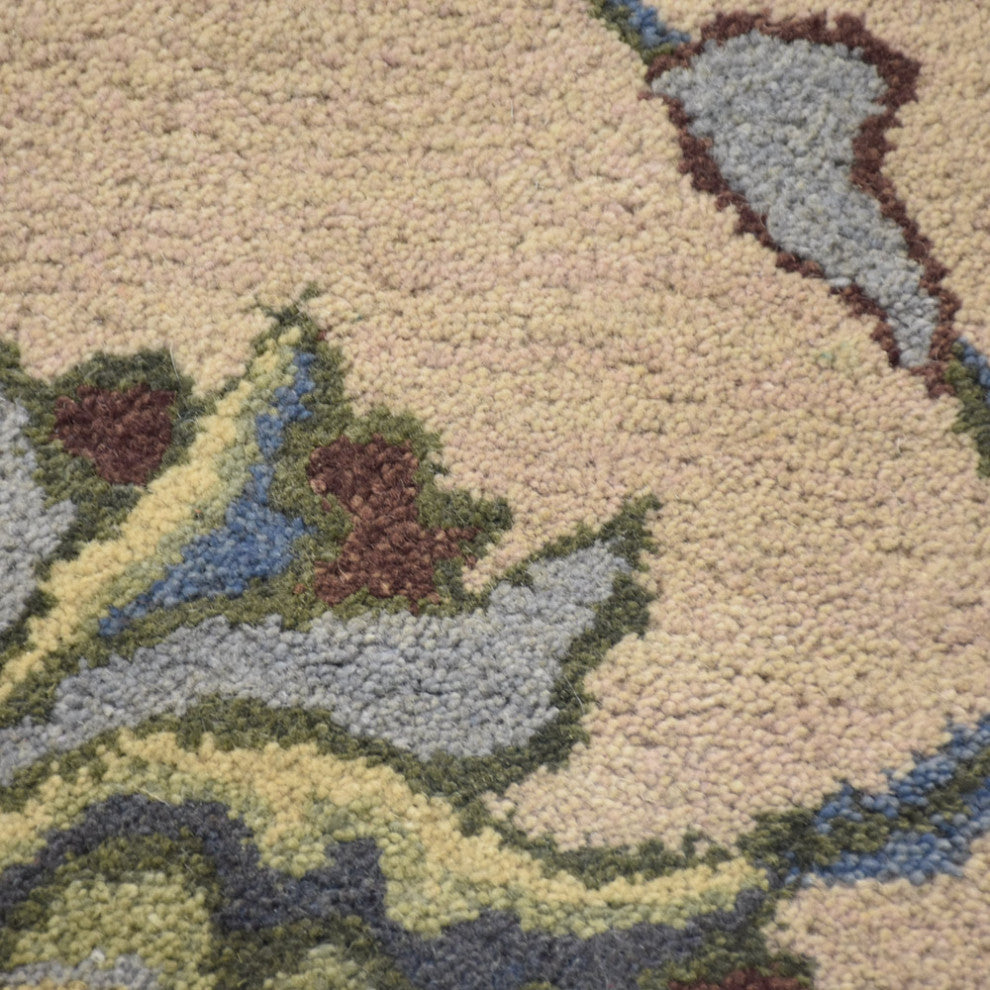 HAND TUFTED WOOL ECO-FRIENDLY AREA RUGS- Runner,Cream,Floral