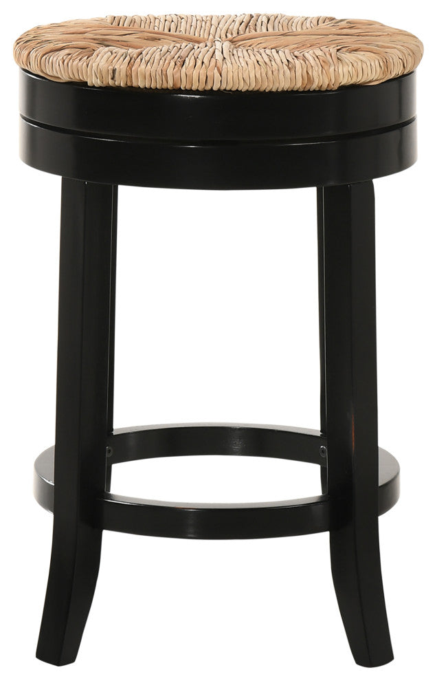 Irving 24" Swivel Rush Seat Counter Stool, Antique Black