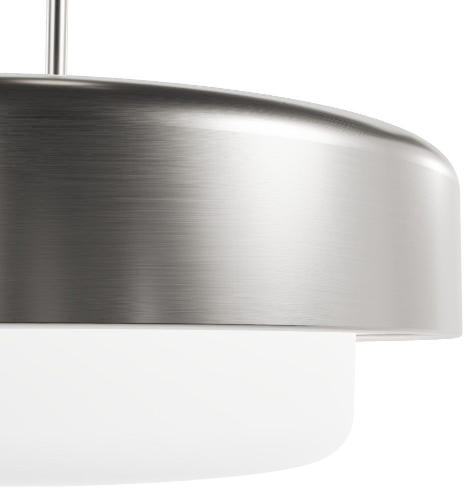 Station Brushed Nickel, Frosted Cased White Glass 3 Light Pendant Ceiling Light