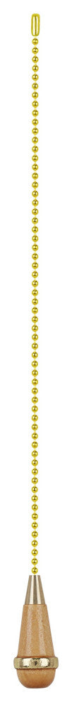 Aspen Creative 20502-X, 12" Wooden Knob Pull Chain with Polished Brass Accents,