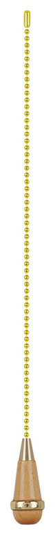 Aspen Creative 20502-X, 12" Wooden Knob Pull Chain with Polished Brass Accents,