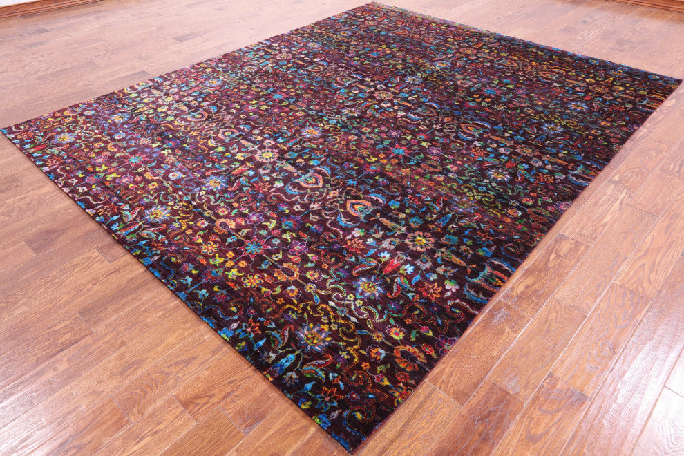 8' 0" X 9' 11" Persian Silk Handmade Rug Q5955