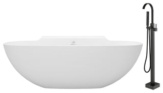 71 inch Freestanding Solid Surface Bathtub with Standing Faucet