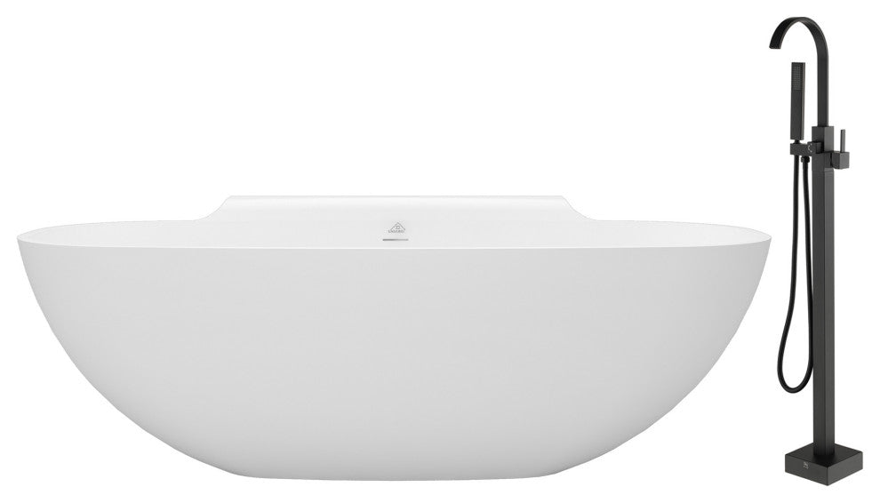 71 inch Freestanding Solid Surface Bathtub with Standing Faucet
