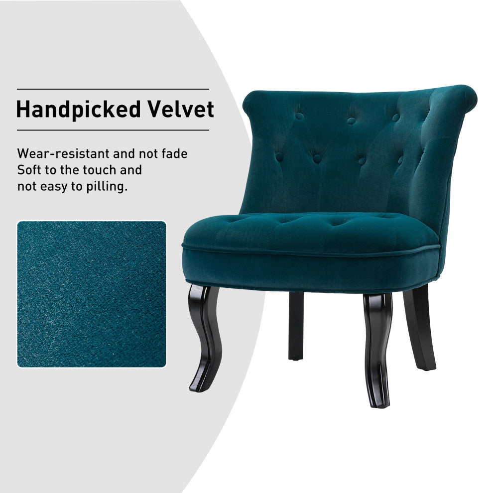 Jane Uphlostered Ottoman Accent Chair, Teal