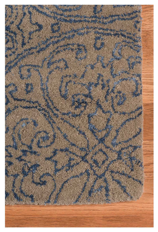 8" X11" X 0.5" Blue Wool Area Rug