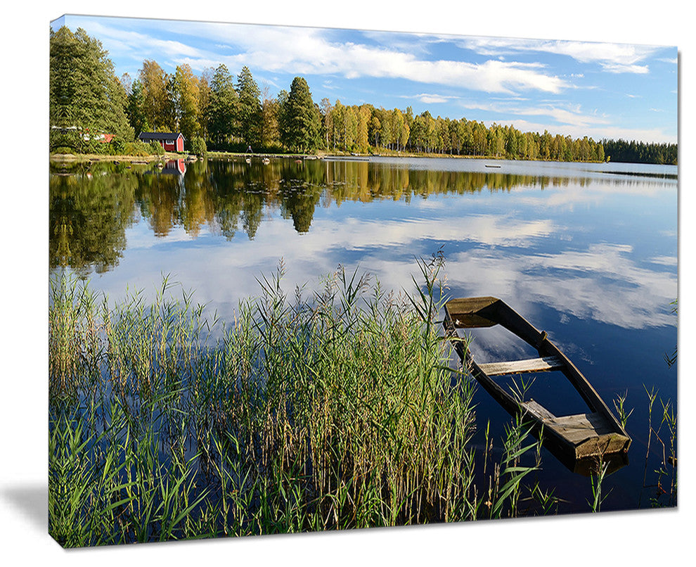 "Beautiful Swedish September Lake" Landscape Canvas Photo Print, 20"x12"