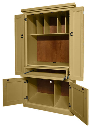 Rustic Two Tone Computer Armoire Desk, Cupola Yellow