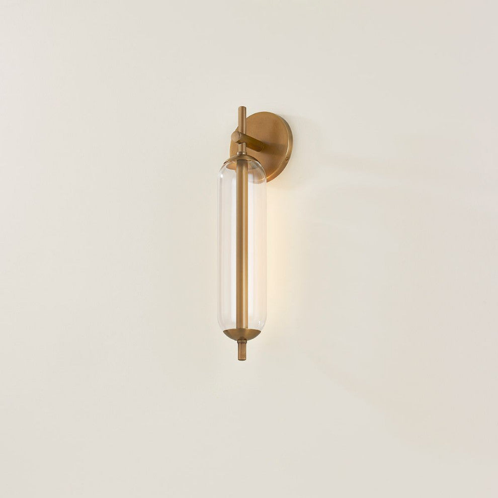 Blaze Exterior Wall Sconce, Patina Brass