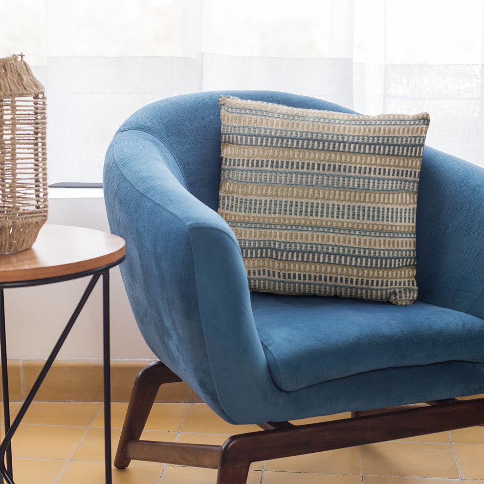 Plutus Blue Strings Stripe Luxury Throw Pillow, 18"x18"