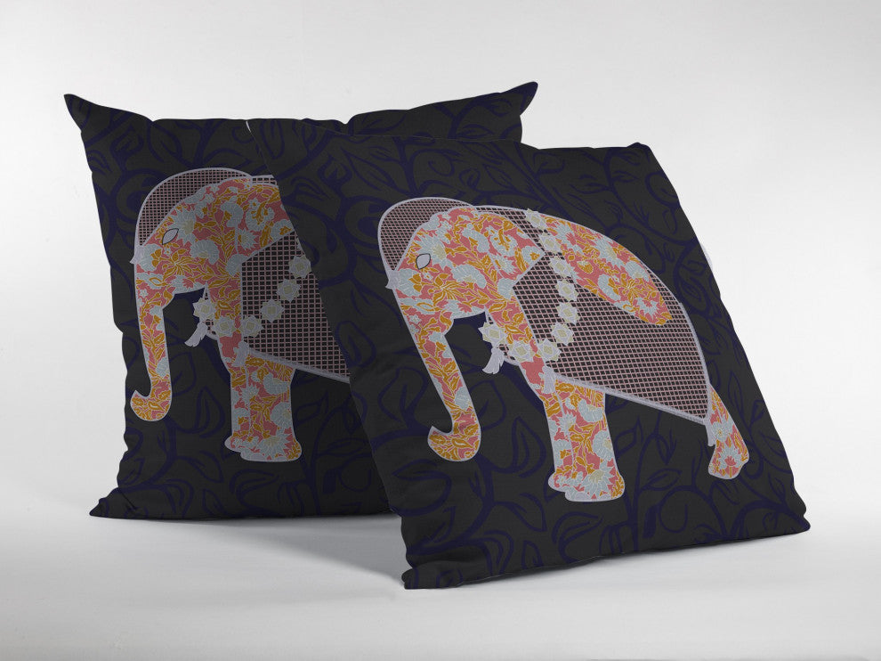 26 Orange Elephant Indoor Outdoor Throw Pillow