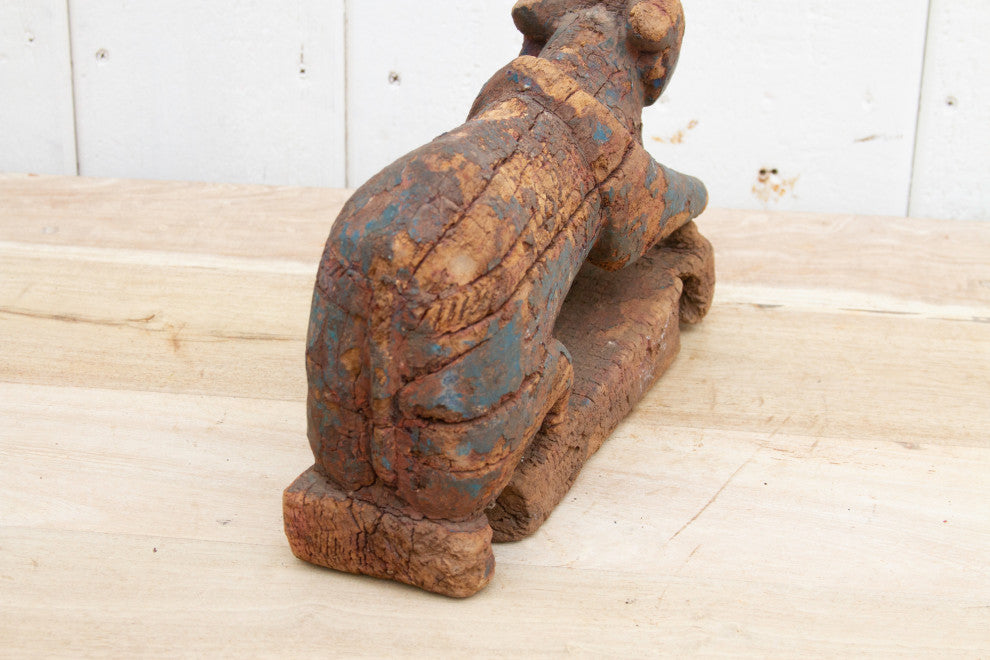 Ancient Indian Wooden Nandi Figure