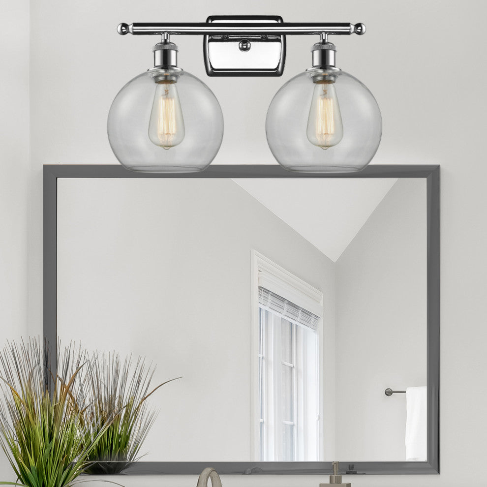 Ballston Athens 8" - 2 Light 18" Bath Vanity Light, Polished Chrome, Clear