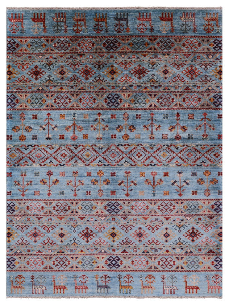 Persian Gabbeh Tribal Handmade Wool Rug 4' 11" X 6' 6" Q8031