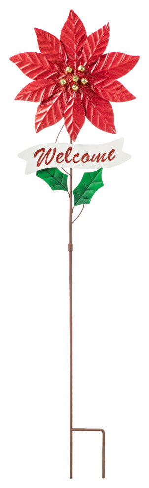 42"H Metal Poinsettia Yard Stake