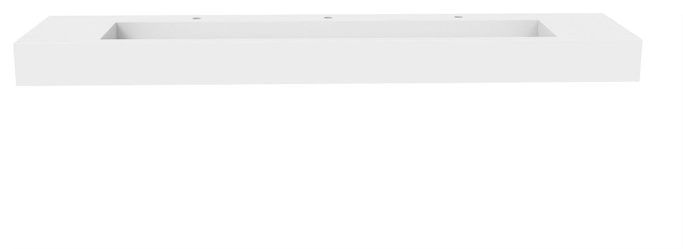 CastelloUSA Pyramid Solid Surface Wall Mounted Ramp Basin Sink, White, 84", Standard