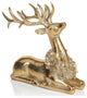 Clara Golden Sitting Deer Figurine With Floral Wreath