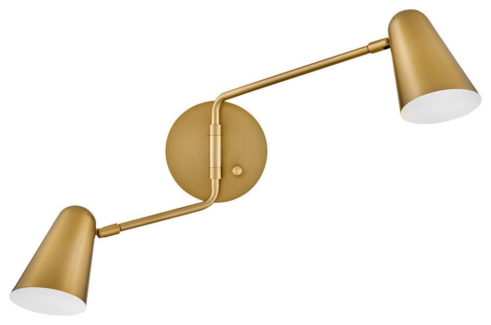 Lark Birdie 22.75" Two Light Sconce, Matte White + Lacquered Brass