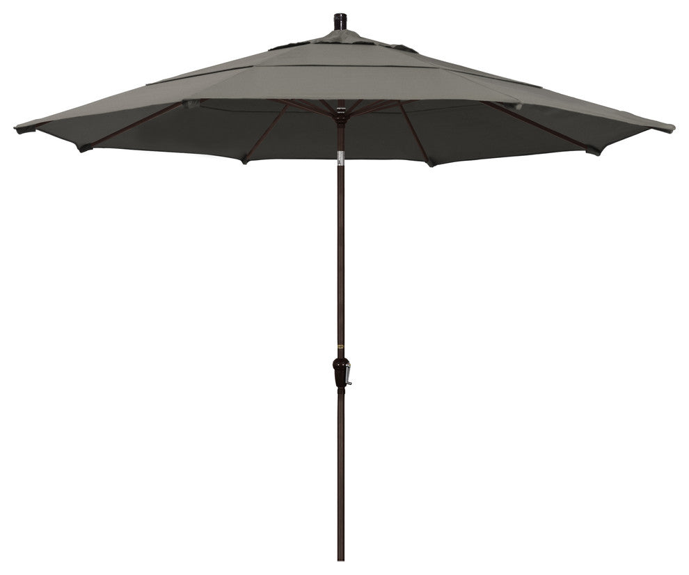 11' Bronze Auto-Tilt Crank Aluminum Umbrella, Pacifica, Taupe