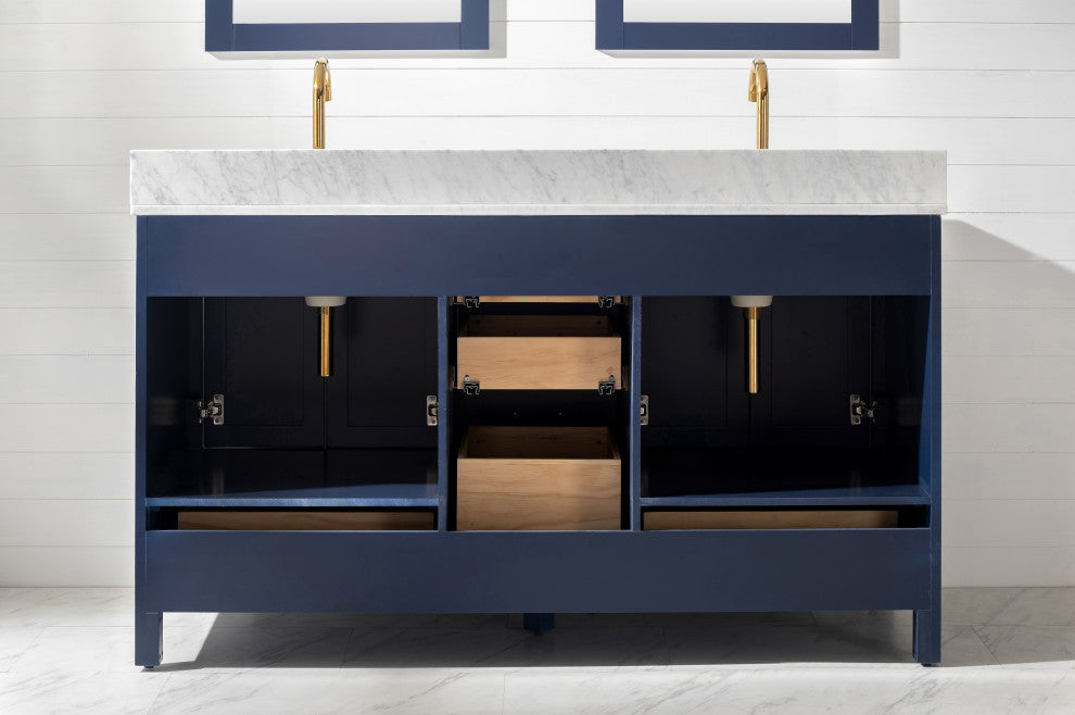 Valentino Modern 60" Blue Double Rectangular Sink Vanity