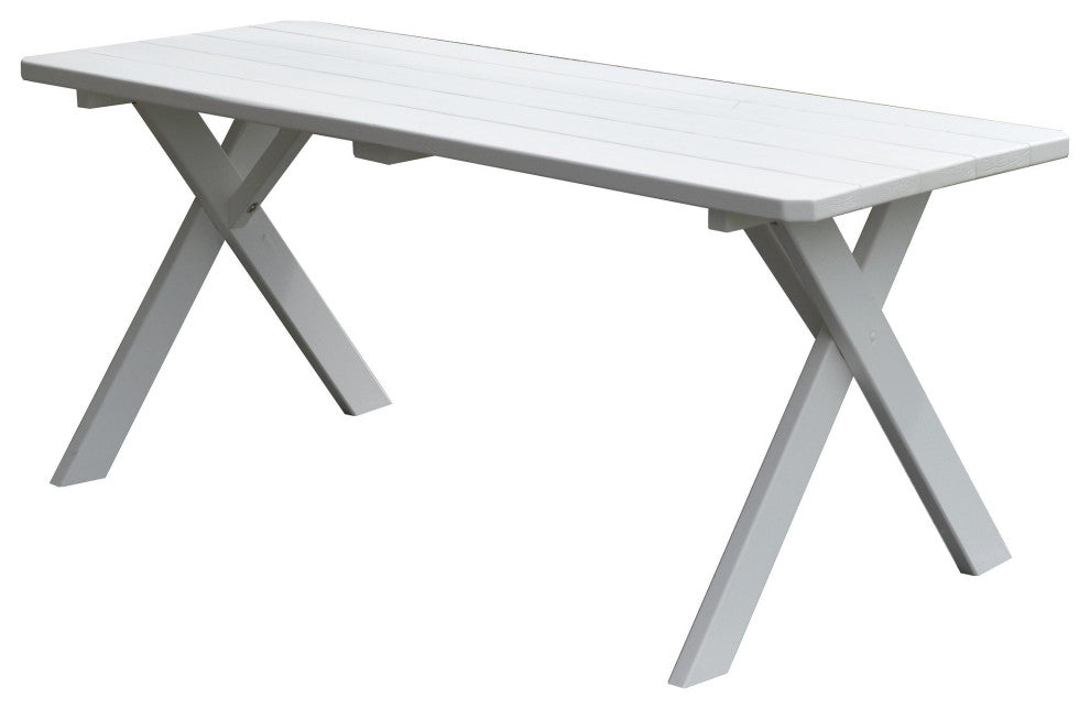 Pine 6' Cross-Leg Table, White