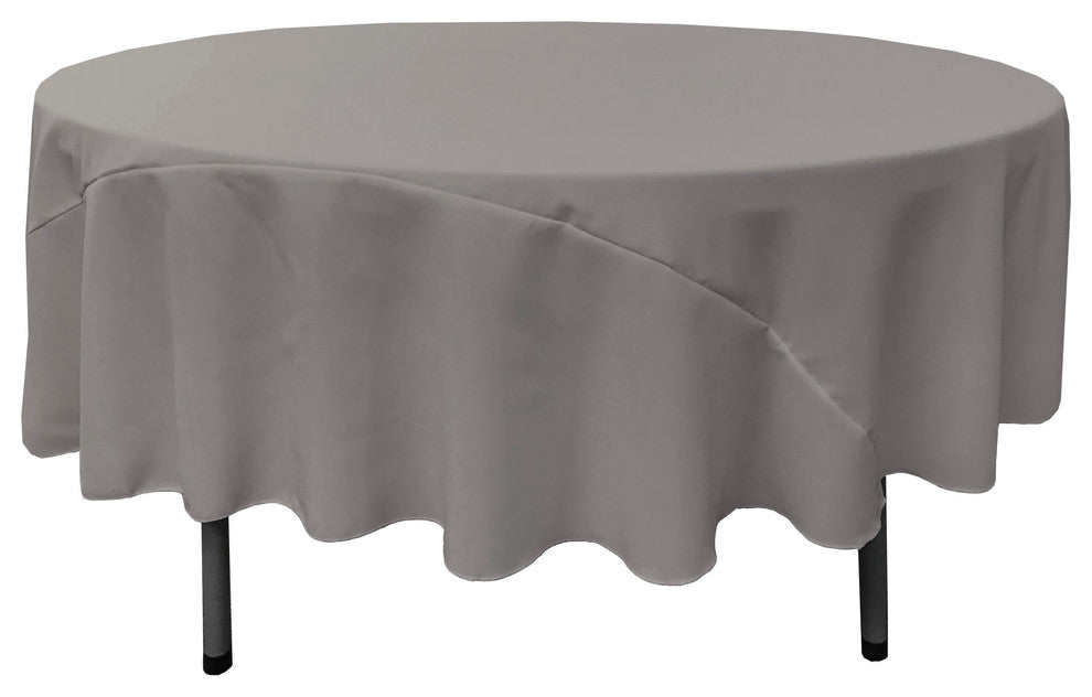 LA Linen Round Polyester Poplin, Dark Gray, 90" Round