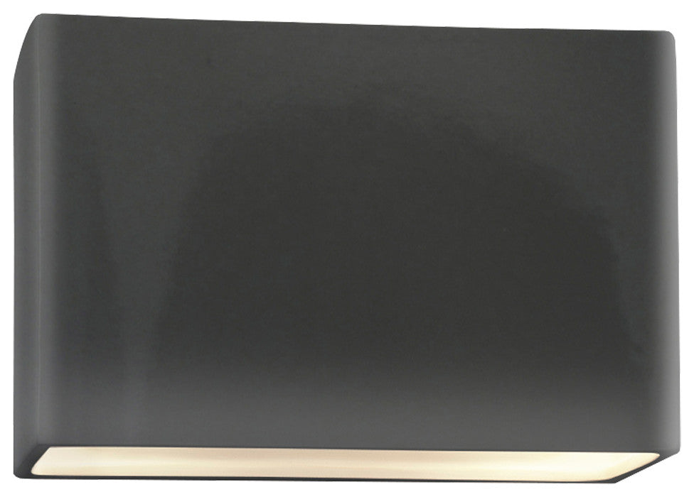 Ambiance Large Wide Rectangle Wall Sconce, Open, 12", Gloss Grey, E26