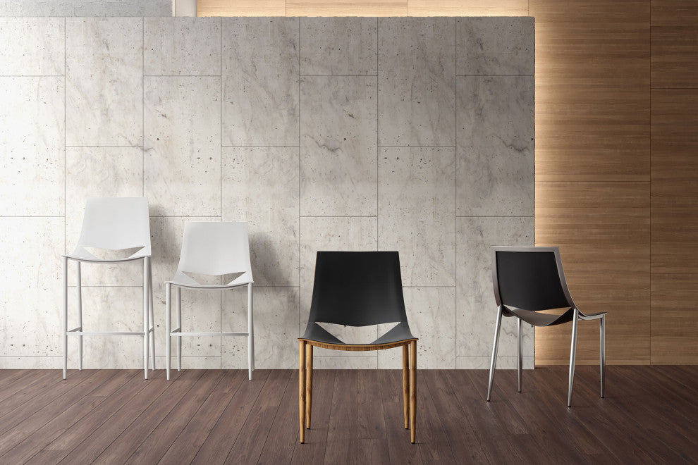 Sloane Dining Chair II, Black Leather and Teak