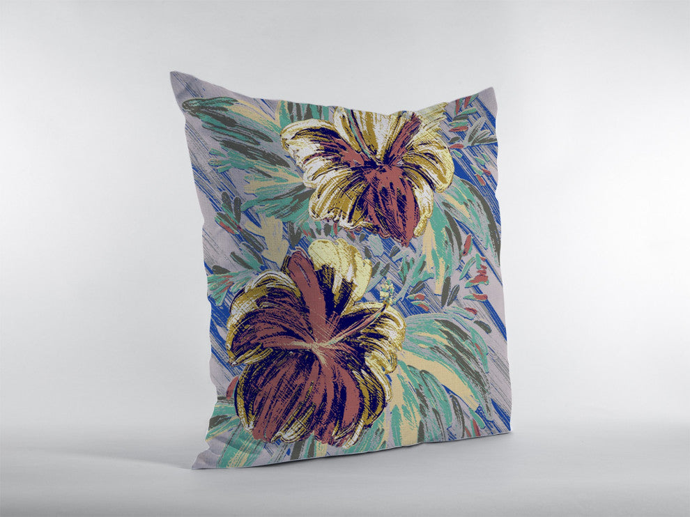26 Terracotta Hibiscus Indoor Outdoor Throw Pillow