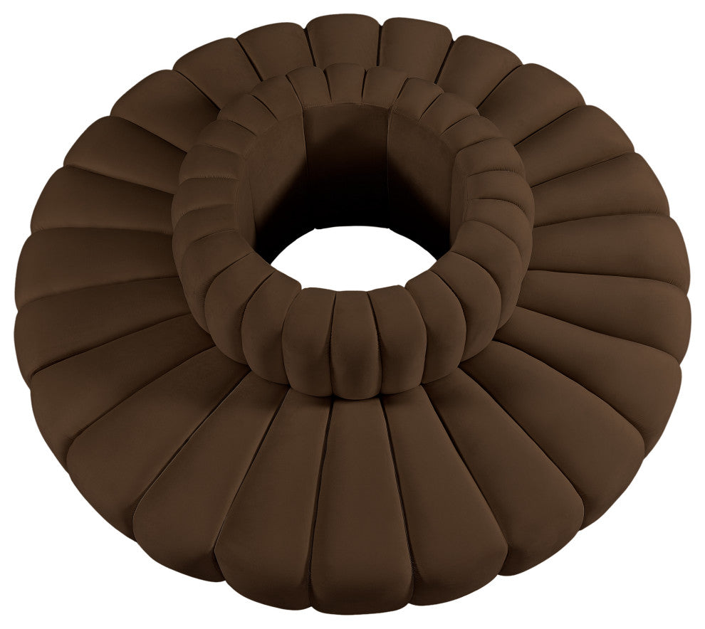 Arc Upholstered Outward Curved Modular Sectional, Brown, 8-Piece: Reverse Corner (8), Velvet