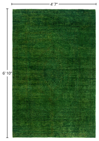 Overdyed, One-of-a-Kind Hand-Knotted Area Rug Green, 4'7"x6'10"