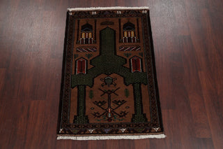 Balouch Geometric Handmade Persian Style Oriental Area Rug, Brown, 4'4"X2'10"